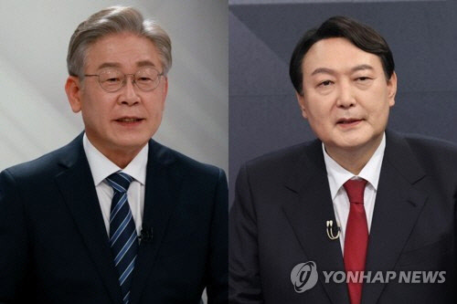 이재명(왼쪽) 더불어민주당 대선후보와 윤석열 국민의힘 대선후보 [국회사진기자단 제공]